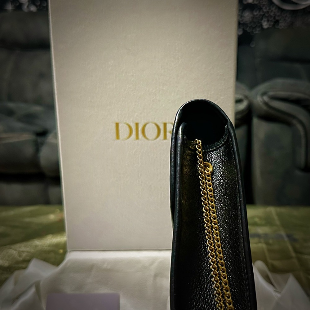 Authentic vintage Christian Dior Black Leather shoulder bag with Gold Accents - Picture 16 of 17